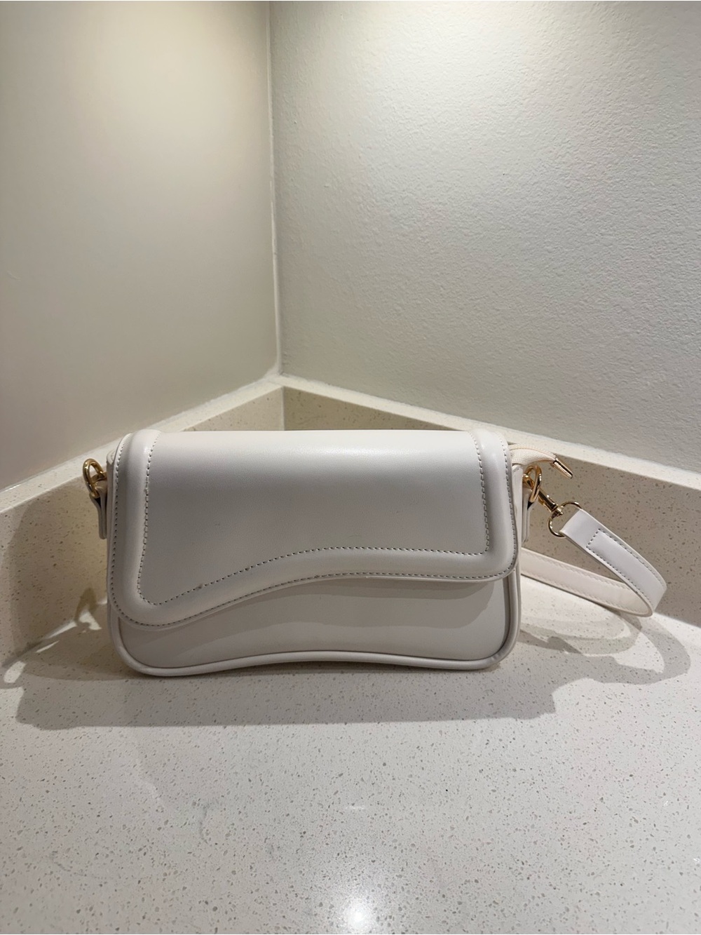 Classic White Leather Shoulder Bag